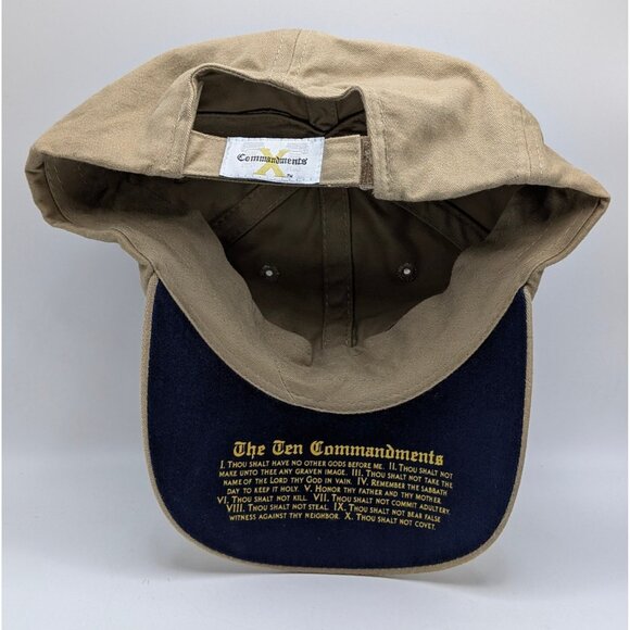 10 Ten Commandments Adjustable Strap Back Cap Hat OSFM Beige Church Bible Pastor - Picture 4 of 6